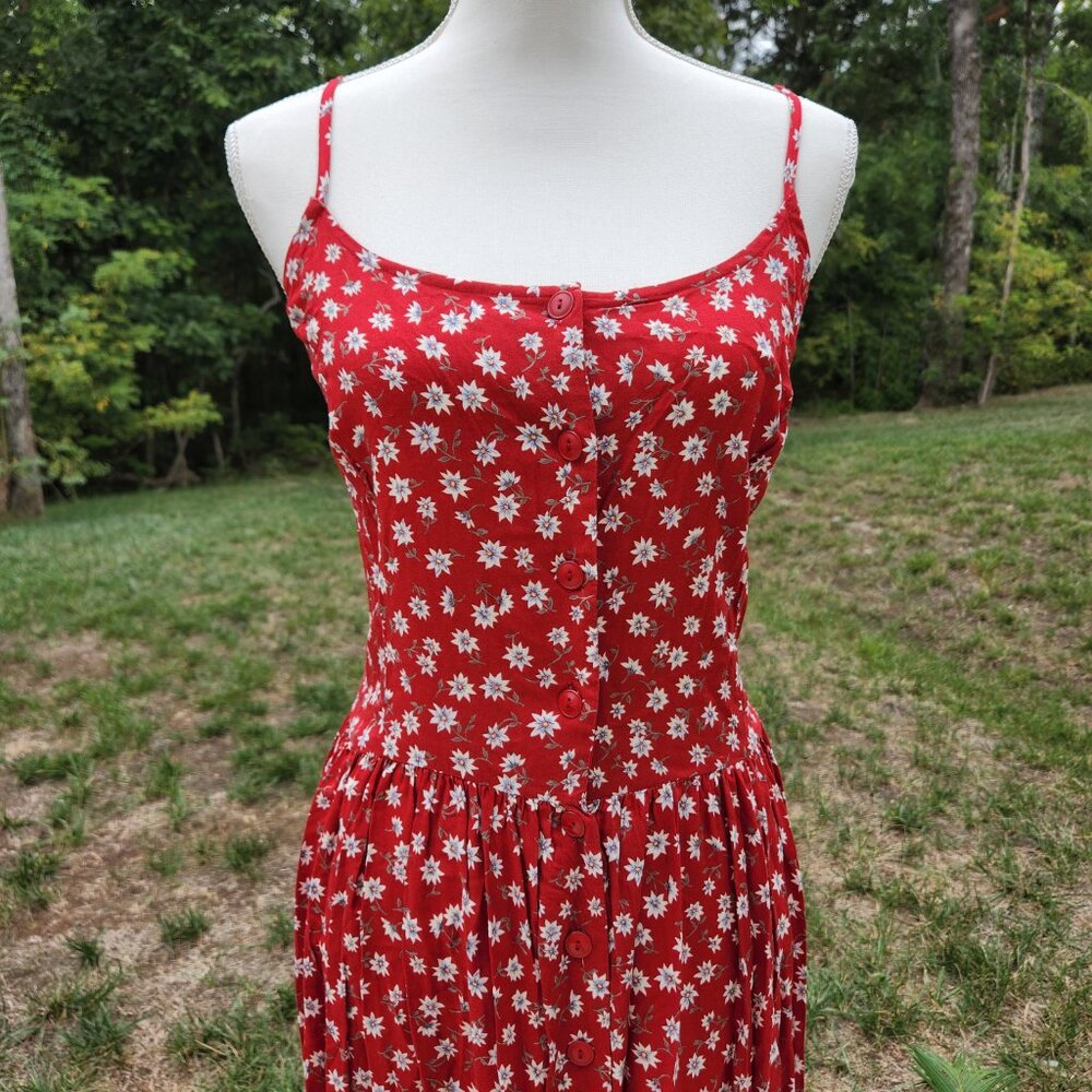 Authentic Vintage 90's Corset Back Prairie floral farmgirl dress Phoebe Friends - Picture 3 of 6